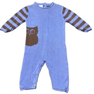 3-6 months 100% cotton knit onesie with owl - lilac & brown “tots fifth ave”